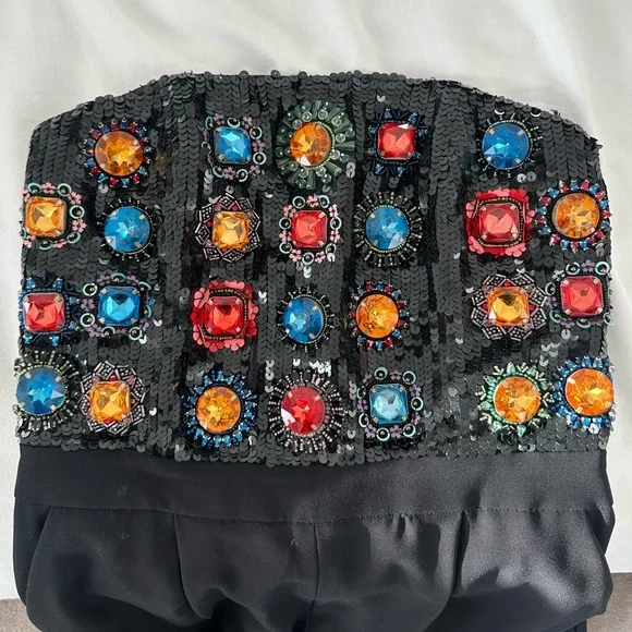 Alice + Olivia Black Jumpsuit Wide-Leg Design - Picture 3 of 8